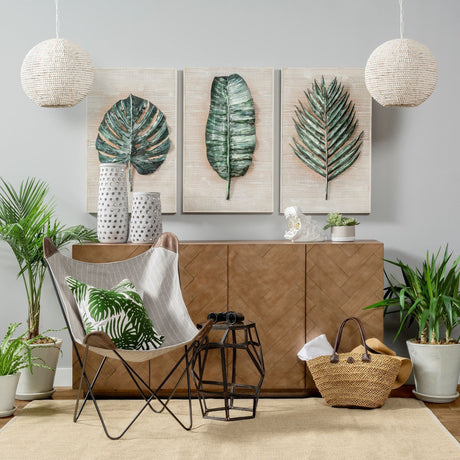Boyle I Green Tropical Palm Leaf Decorative Pillow Cover by Mercana at Eve Furniture