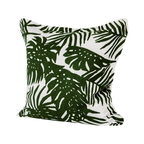 Boyle I Green Tropical Palm Leaf Decorative Pillow Cover by Mercana at Eve Furniture