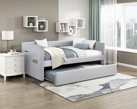 Boynton Light Gray Daybed with Trundle by Homelegance at Eve Furniture