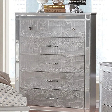Brachium Silver 5-Piece Queen Bedroom Set by Furniture of America at Eve Furniture