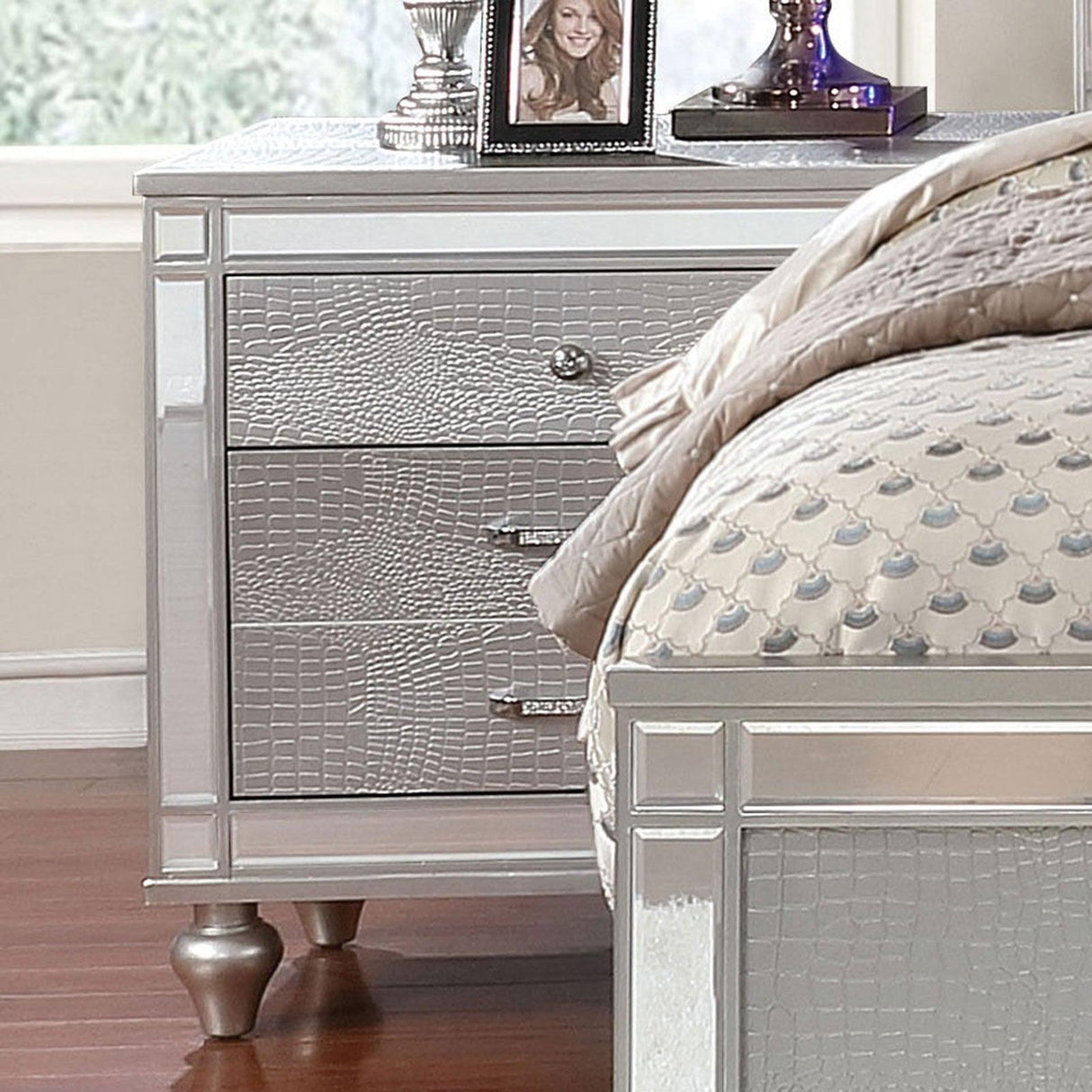 Brachium Silver Night Stand by Furniture of America at Eve Furniture