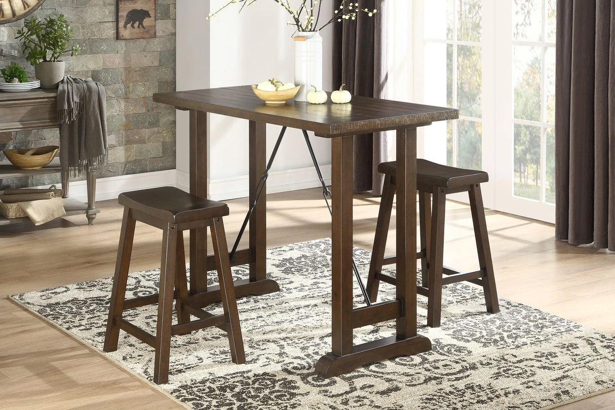 Bracknell Brown Cherry 3-Piece Counter Height Set by Homelegance at Eve Furniture