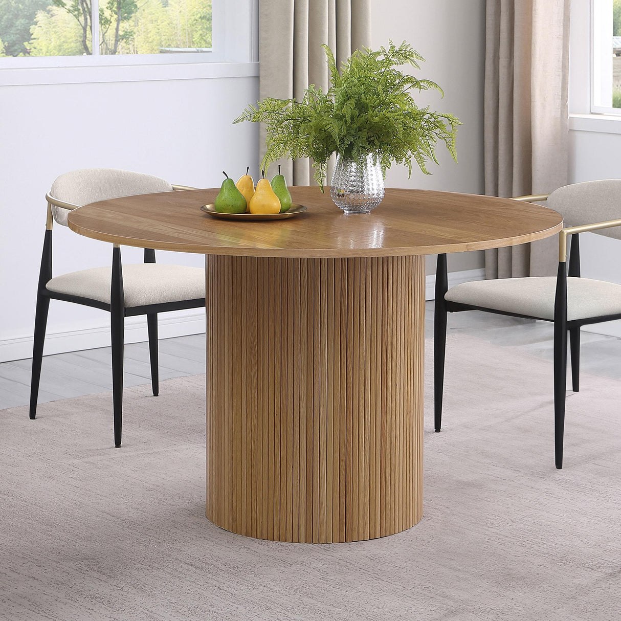Bradbury Natural Brown Round 48-inch Wood Dining Table by Coaster at Eve Furniture