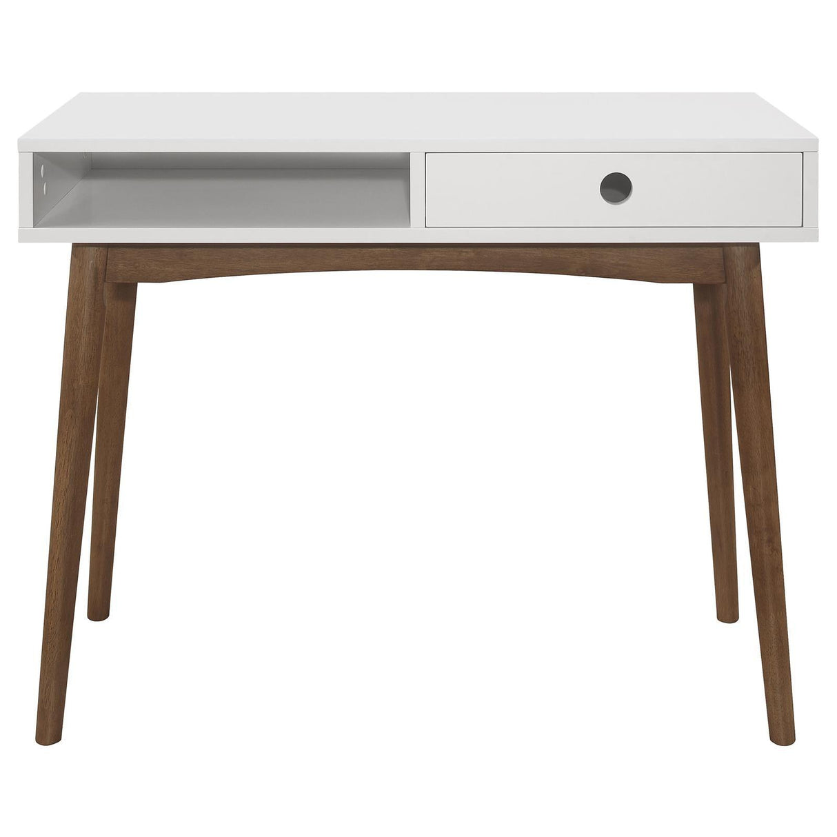 Bradenton White/Walnut 1-Drawer Writing Desk by Coaster at Eve Furniture