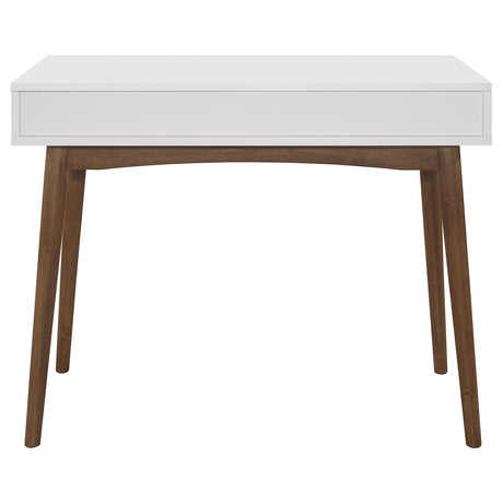 Bradenton White/Walnut 1-Drawer Writing Desk by Coaster at Eve Furniture