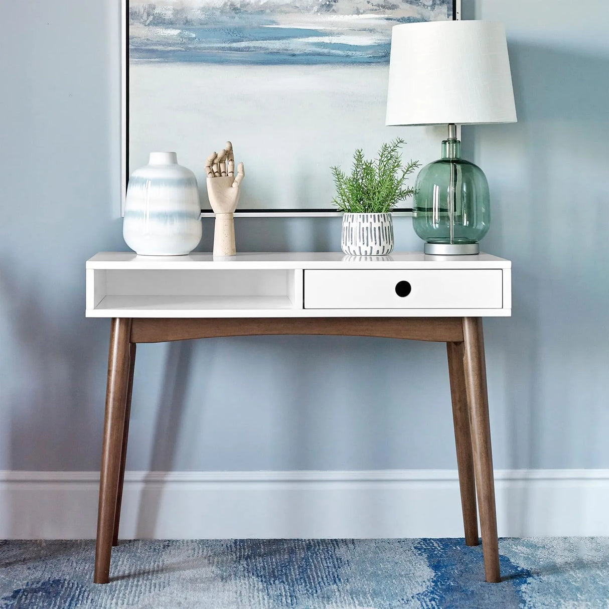 Bradenton White/Walnut 1-Drawer Writing Desk by Coaster at Eve Furniture