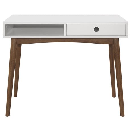 Bradenton White/Walnut 1-Drawer Writing Desk by Coaster at Eve Furniture