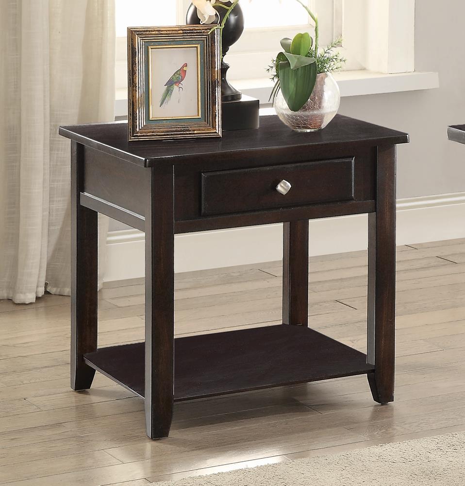 Bradford Square 1-Shelf End Table Walnut