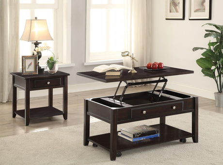 Bradford Walnut 2-Piece Lift Top Coffee and End Table Set by Coaster at Eve Furniture