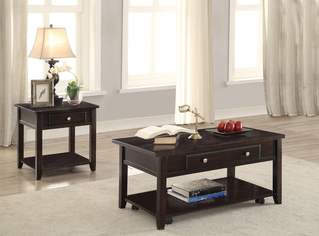 Bradford Walnut 2-Piece Lift Top Coffee and End Table Set by Coaster at Eve Furniture