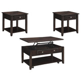 Bradford Walnut 3-Piece Lift Top Coffee and End Table Set by Coaster at Eve Furniture