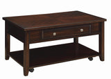 Bradford Walnut Rectangular Lift Top Coffee Table by Coaster at Eve Furniture