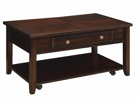 Bradford Walnut Rectangular Lift Top Coffee Table by Coaster at Eve Furniture