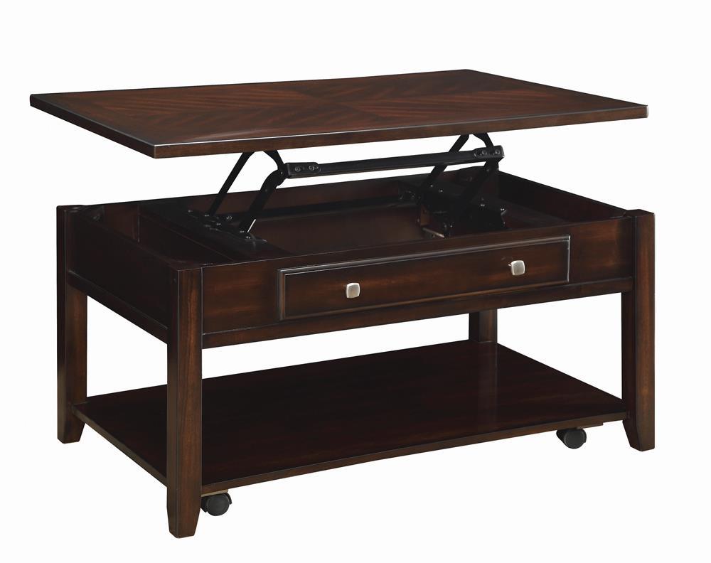 Bradford Walnut Rectangular Lift Top Coffee Table by Coaster at Eve Furniture