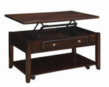 Bradford Walnut Rectangular Lift Top Coffee Table by Coaster at Eve Furniture