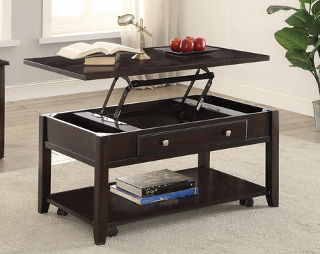 Bradford Walnut Rectangular Lift Top Coffee Table by Coaster at Eve Furniture