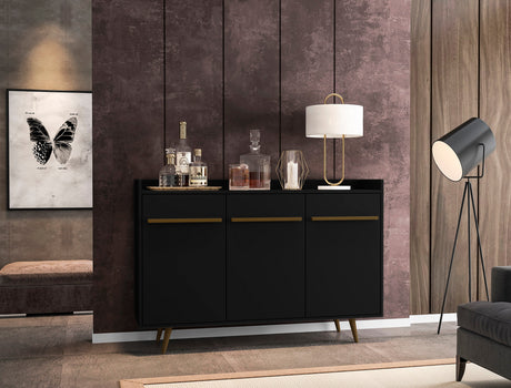 Bradley 53.54 Buffet Stand in Black by Manhattan Comfort at Eve Furniture