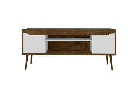 Bradley 62.99 TV Stand in Rustic Brown and White by Manhattan Comfort at Eve Furniture