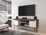 Bradley 62.99 TV Stand in Rustic Brown and White by Manhattan Comfort at Eve Furniture