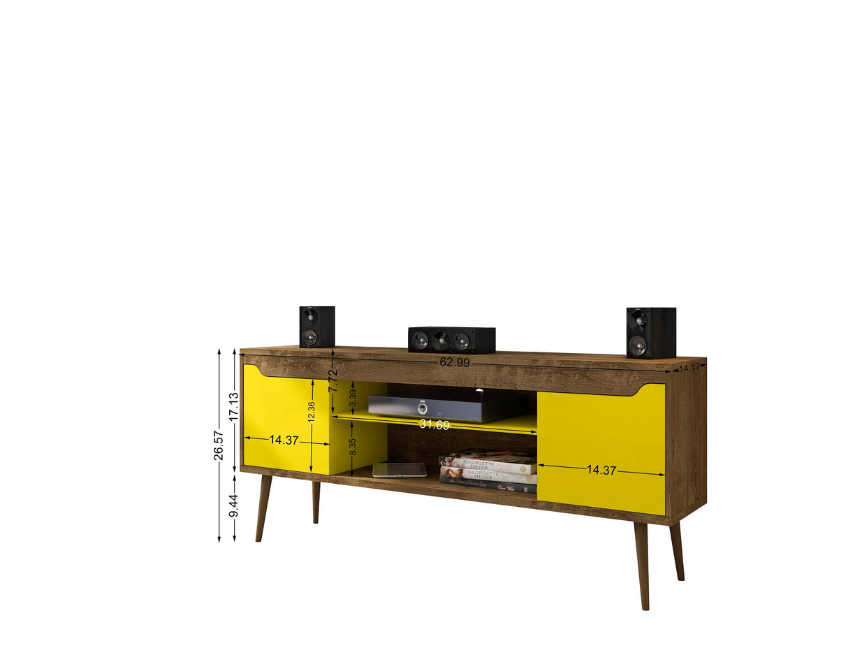 Bradley 62.99 TV Stand in Rustic Brown and Yellow by Manhattan Comfort at Eve Furniture