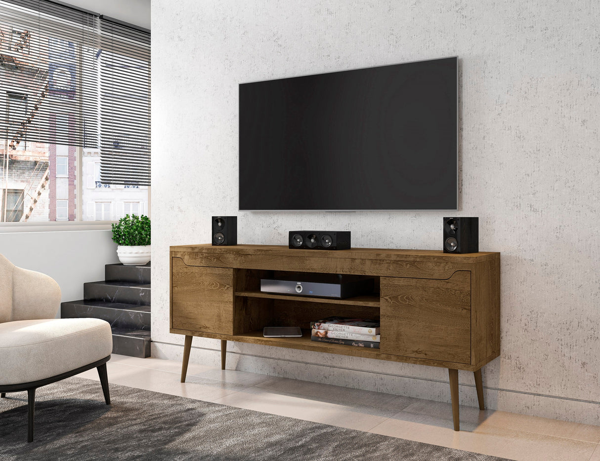 Bradley 62.99 TV Stand in Rustic Brown by Manhattan Comfort at Eve Furniture
