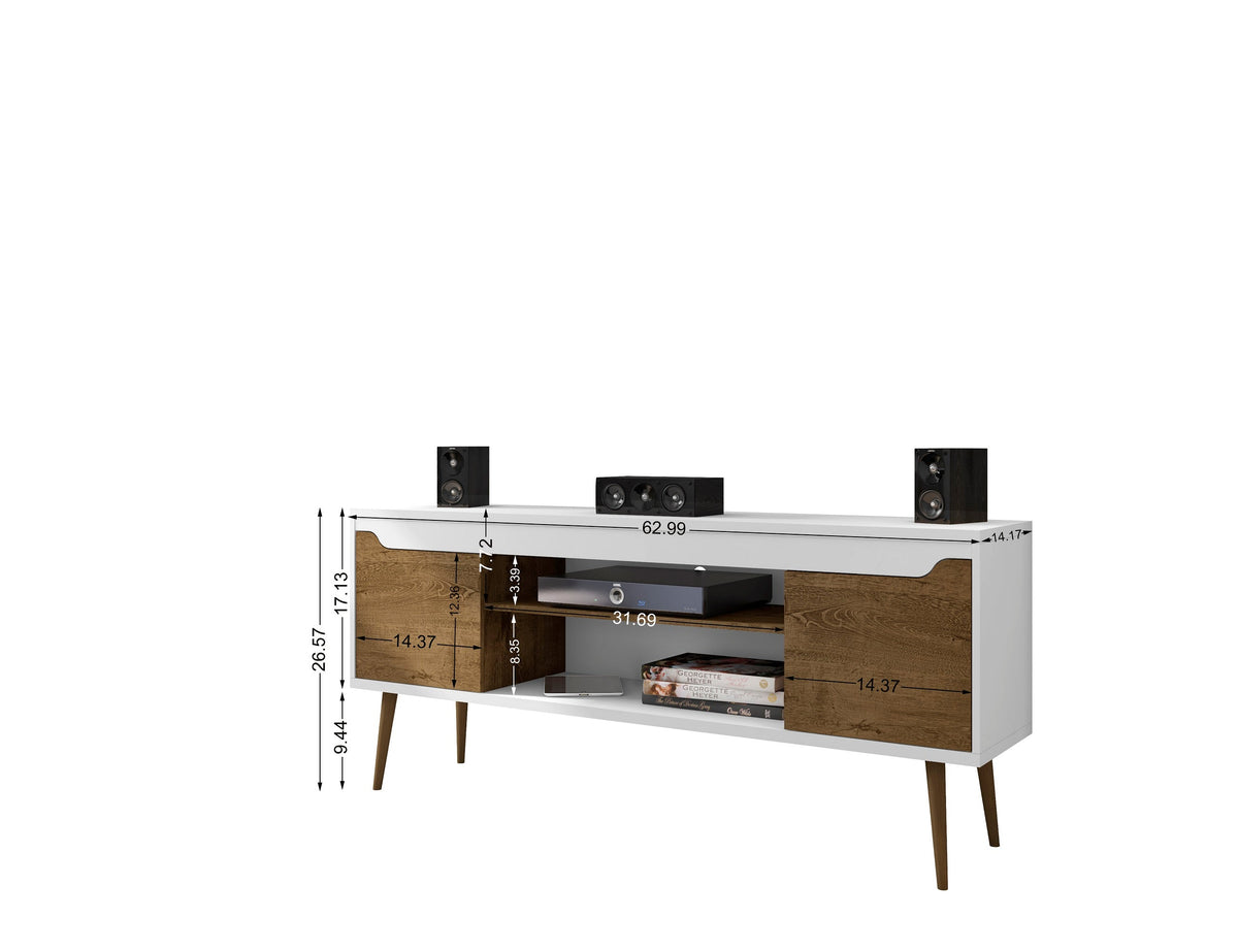 Bradley 62.99 TV Stand in White and Rustic Brown by Manhattan Comfort at Eve Furniture