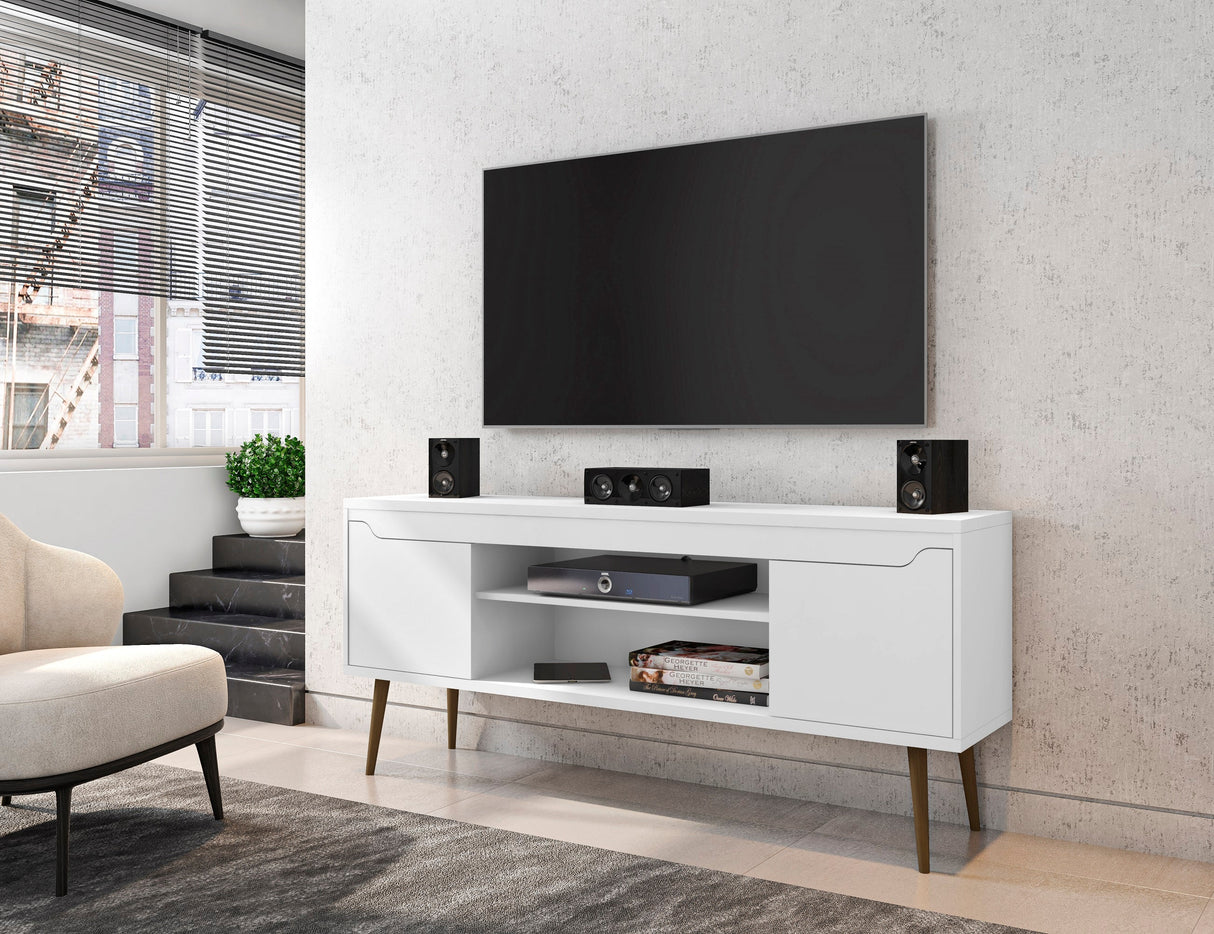 Bradley 62.99 TV Stand in White by Manhattan Comfort at Eve Furniture