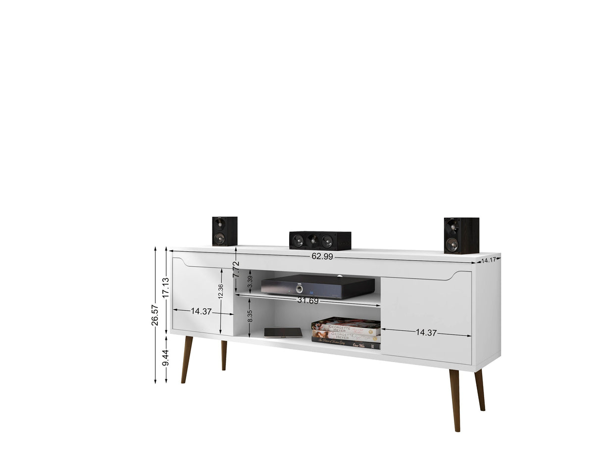 Bradley 62.99 TV Stand in White by Manhattan Comfort at Eve Furniture