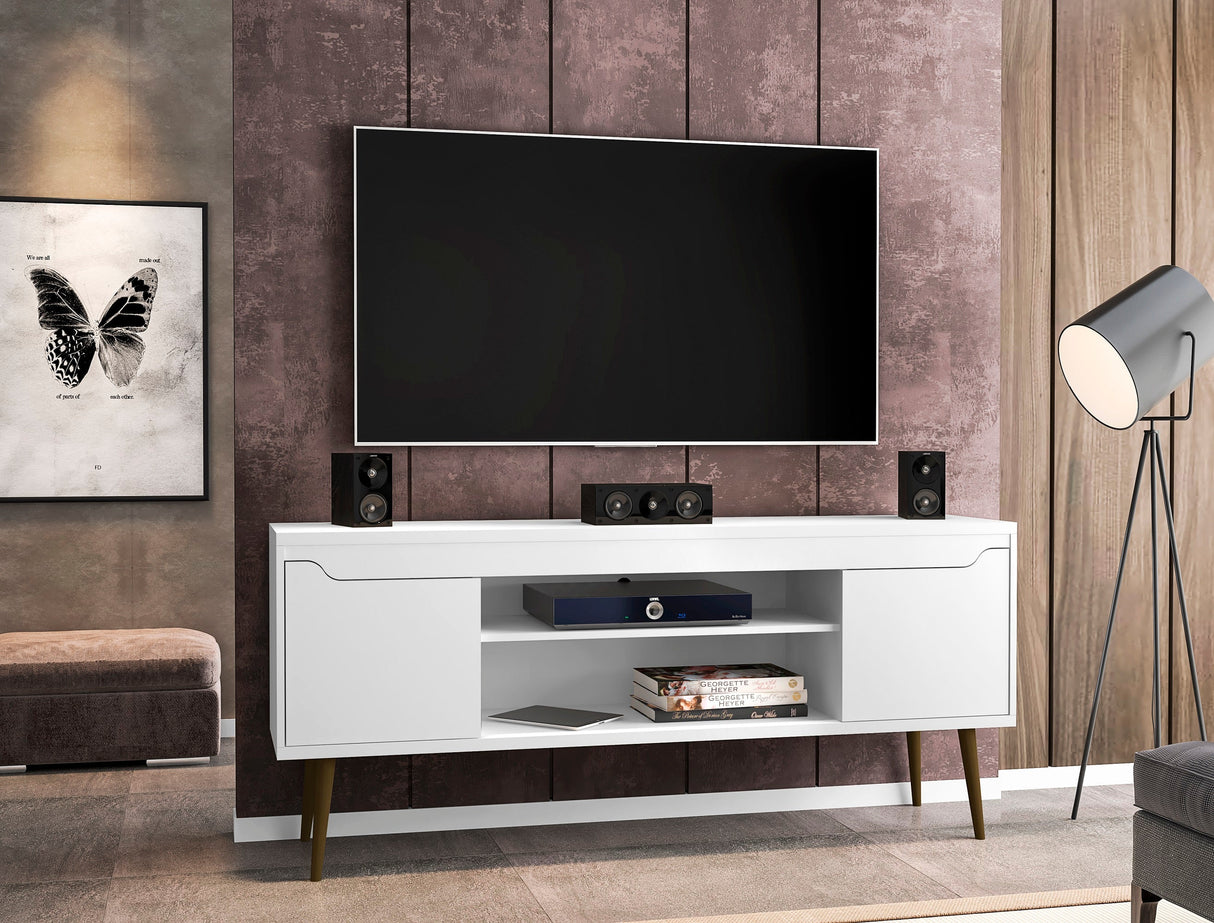Bradley 62.99 TV Stand in White by Manhattan Comfort at Eve Furniture