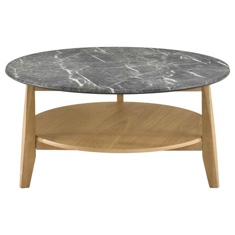 Bradley Grey/Natural 2-Piece Round SmartTop Coffee Table Set by Coaster at Eve Furniture