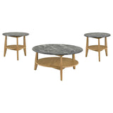 Bradley Grey/Natural 3-Piece Round SmartTop Coffee Table Set by Coaster at Eve Furniture