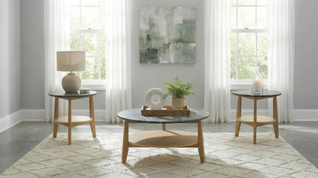 Bradley Grey/Natural 3-Piece Round SmartTop Coffee Table Set by Coaster at Eve Furniture