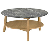 Bradley Grey/Natural Round SmartTop Cocktail Coffee Table by Coaster at Eve Furniture
