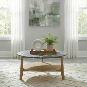 Bradley Grey/Natural Round SmartTop Cocktail Coffee Table by Coaster at Eve Furniture