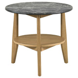 Bradley Grey/Natural Round SmartTop End Side Table by Coaster at Eve Furniture