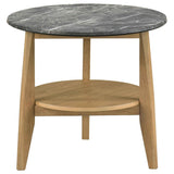 Bradley Grey/Natural Round SmartTop End Side Table by Coaster at Eve Furniture