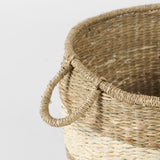 Bradley (Set of 2) Light Brown W/Striped Seagrass Basket W/ Handles by Mercana at Eve Furniture