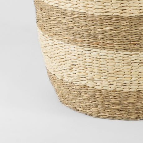 Bradley (Set of 2) Light Brown W/Striped Seagrass Basket W/ Handles by Mercana at Eve Furniture