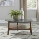 Bradley Smokey Grey/Brown Round SmartTop Cocktail Coffee Table by Coaster at Eve Furniture