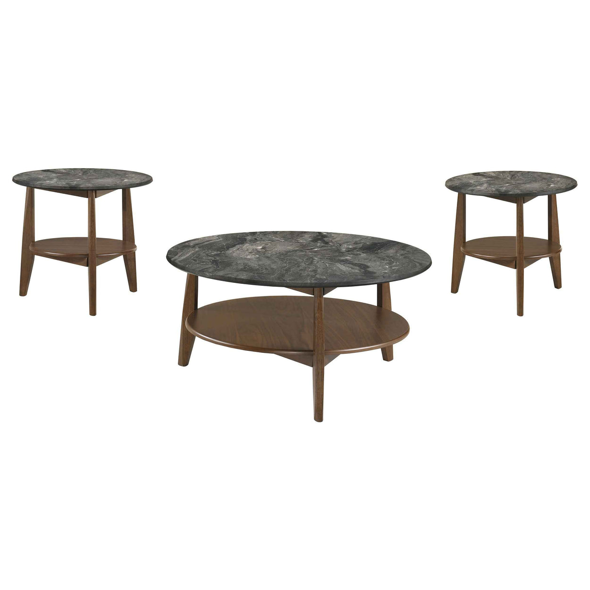 Bradley Smokey Grey/Dark Brown 3-Piece Round SmartTop Coffee Table Set by Coaster at Eve Furniture