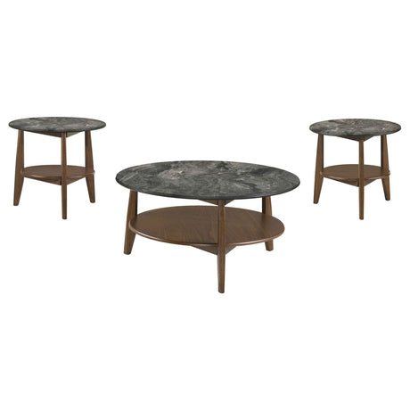 Bradley Smokey Grey/Dark Brown 3-Piece Round SmartTop Coffee Table Set by Coaster at Eve Furniture