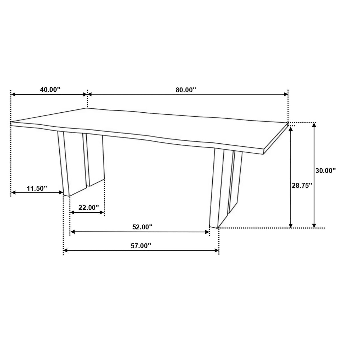 Bradshaw Natural Acacia and Black Rectangular Live Edge Dining Table by Coaster at Eve Furniture