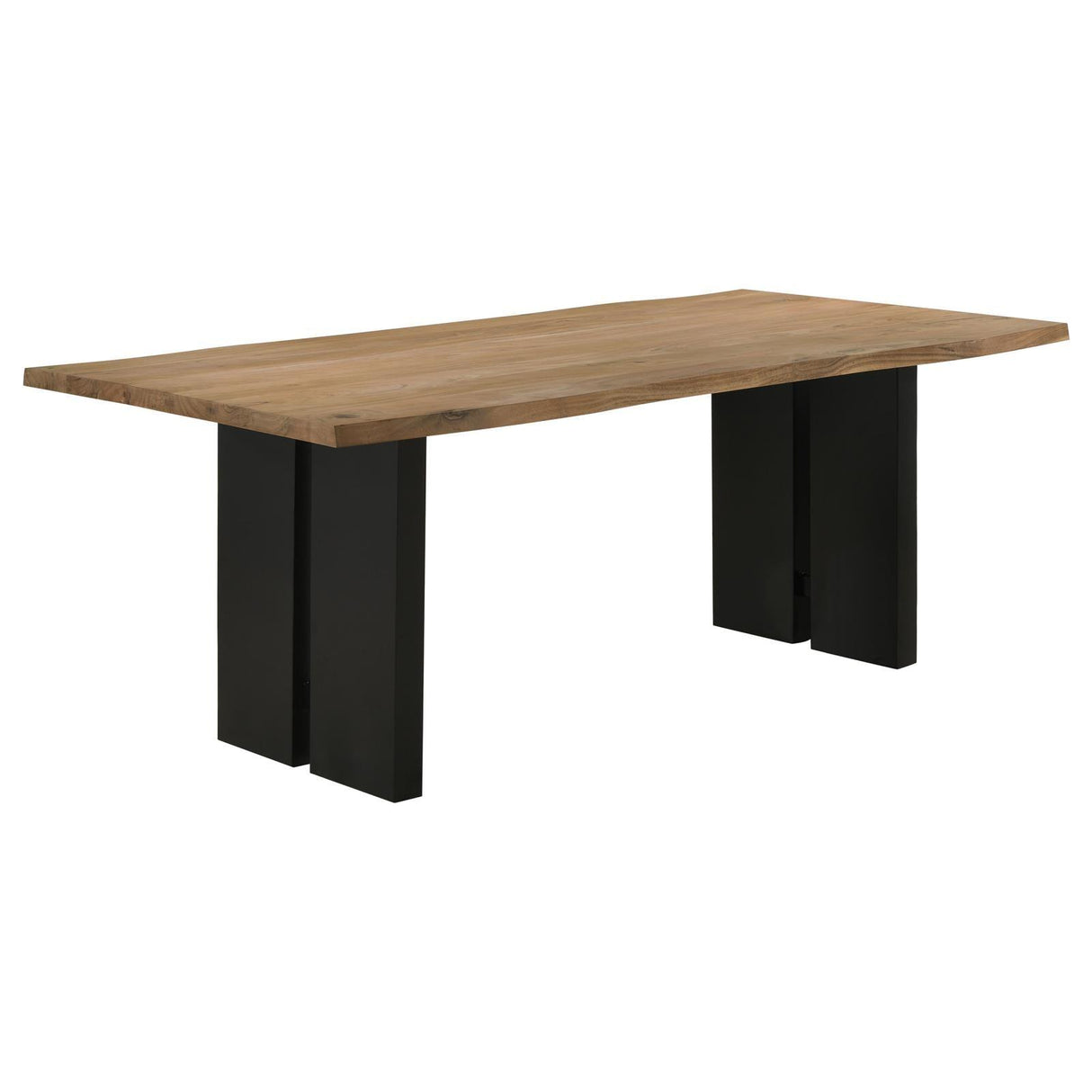 Bradshaw Natural Acacia and Black Rectangular Live Edge Dining Table by Coaster at Eve Furniture