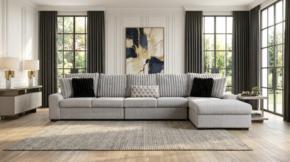 Brady Grey 3-Piece Sectional by New Era Innovations at Eve Furniture