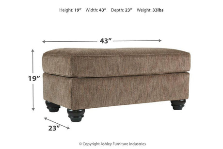 Braemar Brown Ottoman by Ashley at Eve Furniture