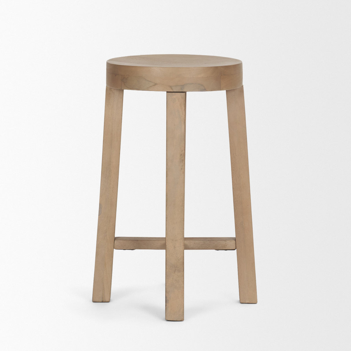 Brahma 26" Total Height White Washed Wood Stool by Mercana at Eve Furniture