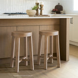 Brahma 30" Total Height White Washed Wood Stool by Mercana at Eve Furniture