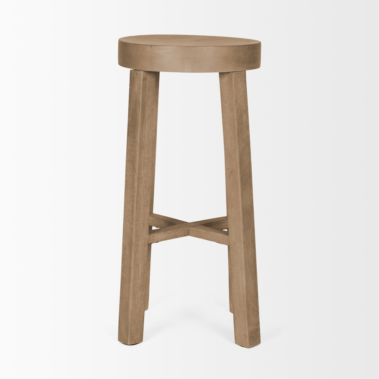Brahma 30" Total Height White Washed Wood Stool by Mercana at Eve Furniture