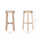 Brahma 30" Total Height White Washed Wood Stool by Mercana at Eve Furniture