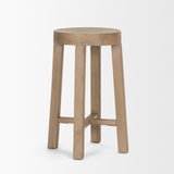 Brahma White Washed Wood Stool by Mercana at Eve Furniture